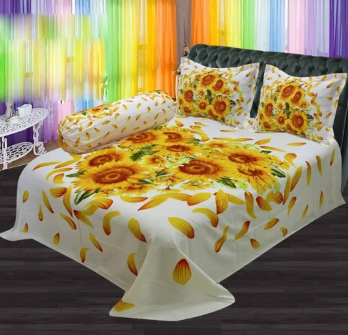 Premium Quality Cotton Bed Sheet With 2 Pillow Cover